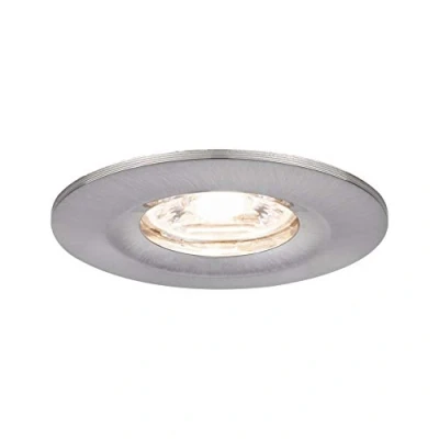Image de Paulmann 94300 LED Nova mini Coin rond fixe incl. 1x4 watts Spot plafond Acier brossé Lampe encastrée aluminium Blanc chaud 2700 K, 4 W, 1er (Eisen gebürstet)