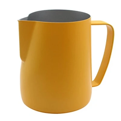 Image de Dianoo Pichet à mousse en acier inoxydable pour café, latte et lait moussant Jaune 600 ml