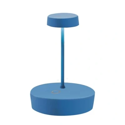 Image de Zafferano Swap Mini Lampe de Table LED sans Fil Rechargeable Tactile Dimmable d&#039;Intérieur et d&#039;Extérieur IP65 Temp. Lumière 2700K Corps en Aluminium H14,8 (Bleu Capri)