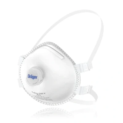 Image de Dräger X plore 1330 V FFP3 Lot de 5 masques respiratoires jetables anti poussière avec valve pour particules toxiques/fumées/agents pathogènes/aérosols, taille M/L