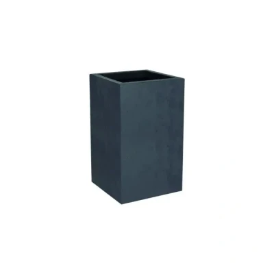 Image de EDA Pot Carré Haut Basalt&#039;Up 36 L Décor Imitation Béton Simple Paroi Zone de Rétention d&#039;eau 29,5 x H.49,5 cm Gris Anthracite