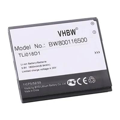 Image de vhbw Batterie Compatible avec Alcatel One Touch Link Y858, Y858V, OT 5038, 5038A, 5038D téléphone Portable (1800mAh, 3,7V, Li ION)