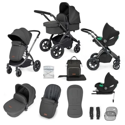 Image de Ickle Bubba Stomp Luxe Système de voyage tout en un avec base Isofix (Cirrus) Noir/gris anthracite/noir