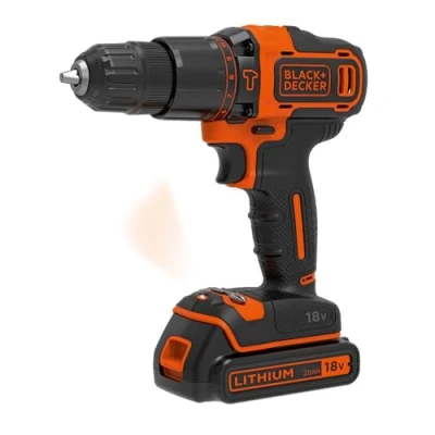 Image de BLACK+DECKER BDCHD18KB QW Perceuse à percussion sans fil 18V 40 Nm Lithium ion 2 vitesses batteries 1,5 Ah Livrée en coffret