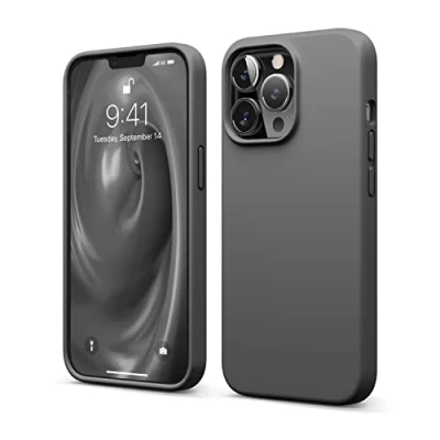 Image de elago Coque Silicone Liquide Compatible avec iPhone 13 Pro (6.1&quot;), Case en Premium, Étui Protection Complète Cover Antichoc à 3 Structure, Microfibre Douce Empêche Les Rayures (Gris Foncé)