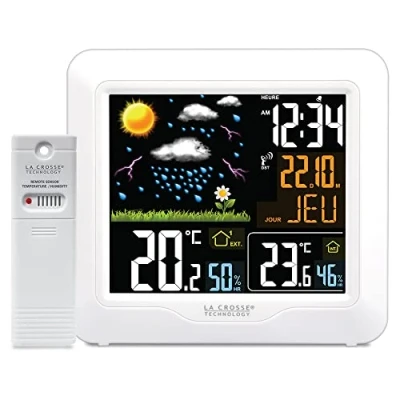 Image de La Crosse Technology WS6820 Station Météo radio pilotée avec écran LCD coloré Blanc