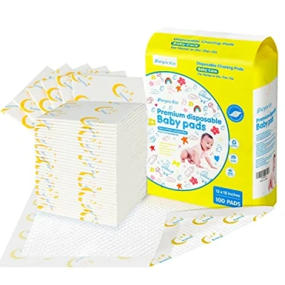 Image de Lot de 100 alèses à Langer jetables pour bébé Absorption Rapide Doux, Respirant, imperméable Anti Fuite 33 x 45,7 cm