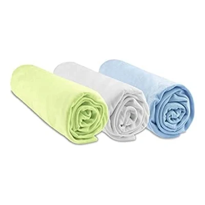 Image de Lot de 3 Draps Housse 70x140 cm Lit Bébé Enfant 70 x 140 Bambou Hypoallergenique Anis Blanc Ciel Extensible Sommeil sain Marque Easy Dort Certifié Oeko Tex Fabriqué en Europe