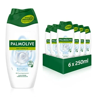 Image de Palmolive Naturals Sensitive Gel douche 6 x 250 ml Crème de au lait hydratant