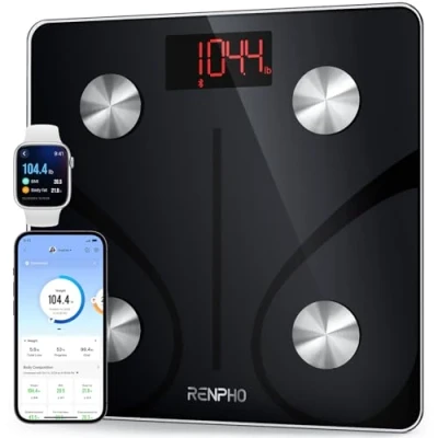 Image de RENPHO Balance Pese Personne, Connectée Bluetooth Pèse Personne Impédancemètre, Impedancemetre avec 13 Données Corporelles (BMI/Graisse Corporelle/Masse Osseuse/BMR), 30x30cm, Elis 1