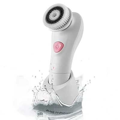 Image de Venga! Brosse Nettoyante Electrique pour le Visage, à Poils Doux, 2 Réglages de Vitesse, Oscillation 6, Résistance l&#039;eau IPX5, Blanc/Rose, VG FAC 3000 PK