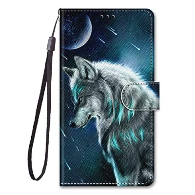 Image de Nodigo EU Coque Compatible pour Samsung Galaxy A05S Antichoc avec Support Clapet Design Animal Motif Drôle Étui Bumper 360 Kickstand Case Cover Housse Portefeuille Wolf A