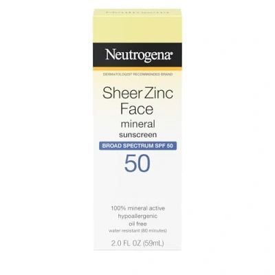 Image de Neutrogena Sheer Zinc Oxide Dry Touch Face Sunscreen with Broad Spectrum SPF 50, Oil Free, Non Comedogenic &amp; Greasy Mineral Sunscreen, 2 fl. oz