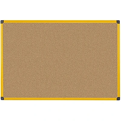 Image de Bi Office Tableau d&#039;affichage en liège 120 x 90 cm cadre aluminium jaune