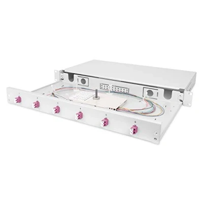 Image de DIGITUS Boîte d&#039;épissure fibre optique 6 couplages LC OM4 1U 19 pouces Multi Mode Duplex Avec cassette Montage en rack
