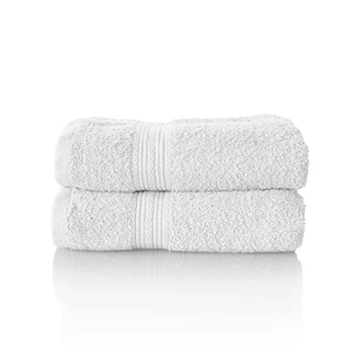 Image de ALCLEAR Lot de Serviettes éponge qualité supérieure, Gamme Disponible en 6 Coloris et 5 Tailles, : Blanc, 2 Bain 50 x 100 cm, Oeko Tex Standard