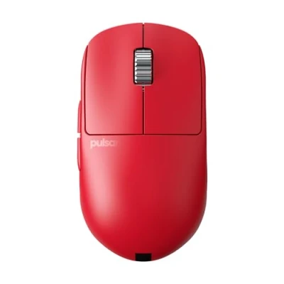 Image de PulsarGamingGears X2H ES Souris Gaming sans Fil,Édition Limitée, Symmétrique, Switches Optiques, Moniteur OLED Intégré, Capteur PAW3395, 100H Battery, Adapteur 4KHz Inclus (Rouge)