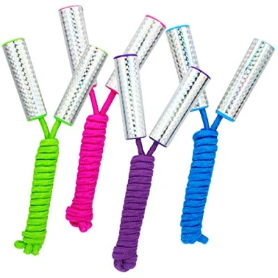 Image de com four® Corde à Sauter 4X pour Enfants 210 cm, Longueur réglable de Couleurs Vives avec poignée Scintillante [la sélection varie] (04 pièces mélange 2)