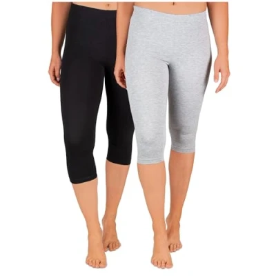 Image de SES Lot de 2 leggings opaques pour femme 32 34 à 56 58 / en coton avec ajustement parfait et confort ensemble nombreux looks,