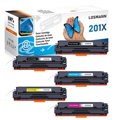 Image de LOSMANN 5X Toner Compatible pour HP CF400X CF401X CF402X CF403X 201X 201A CF400A Color Laserjet Pro M252dn M252dw M252n M270 Series M274dn MFP M277c6 M277dw M277n