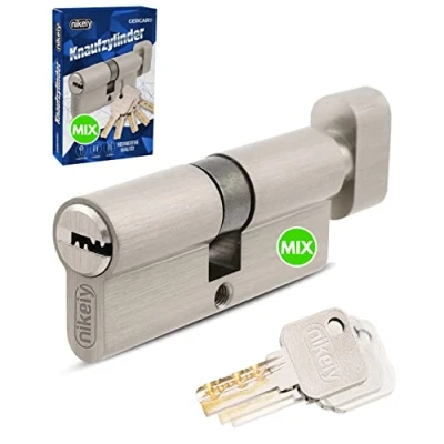 Image de GERCAR Pro Système de fermeture MIX 1x cylindre serrure/barillet à bouton 80 mm peut être combiné Avec des cylindres différentes tailles 5 clés Longueur : mm, A: 40 B