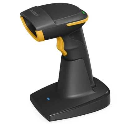 Image de Inateck Lecteur de Code Barres 2D 1D QR sans Fil, Bluetooth 5.0, Scanner Codes sur l&#039;écran avec Base Intelligente, BCST 54 (Noir)