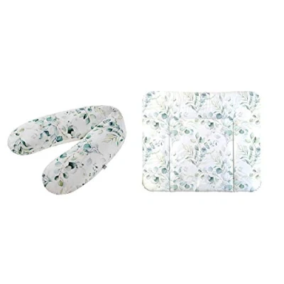 Image de Rotho Babydesign Ensemble Coussin d&#039;Allaitement Multi, Matelas à Langer Large, 85 x 72 cm, À Partir de 0 Mois, Natural Leaves