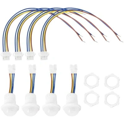 Image de YINETTECH Lot de 4 Interrupteurs Détection Mouvement Infrarouge AC 110 220 V avec Capteur PIR Intelligent pour Lampe à économie d&#039;énergie Et Plafonnier LED