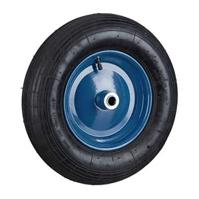 Image de Relaxdays Roue de brouette 4.80 4.00 8, Pneu Rechange, 2PR, Charge maximale : env. 120 kg, Jante en Acier, Noir/Bleu