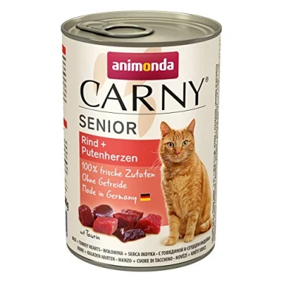Image de nourriture pour chat Carny Senior, humide à partir de 7 ans, bœuf + cœurs dinde, 6 x 400 g