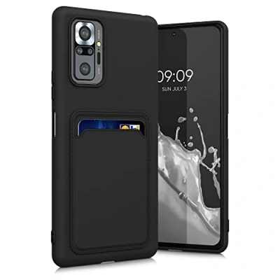 Image de kwmobile Housse Compatible avec Xiaomi Redmi Note 10 Pro Coque de téléphone Compartiment Carte en Silicone Noir Mat