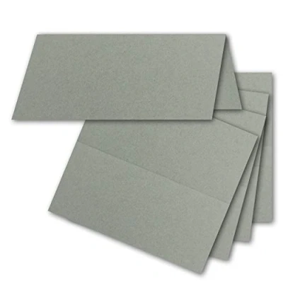 Image de FarbenFroh by GUSTAV NEUSER Lot de 50 cartes table, gris foncé, 4,5 x 10 cm, vierges, doubles place et nom pour mariage fêtes