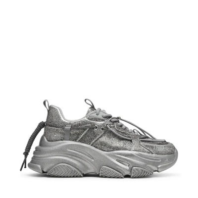 Image de Steve Madden Vault 2R Baskets basses, Femme, Taille: 36, Silver Tissu / matière synthétique