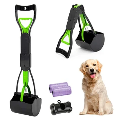 Image de HyAiderTech Pelle Ramasse Crottes Pliable pour Chien et Chat Pet Long Manche Pooper Scooper, Facile à Déjections Ramasse, Noir &amp; Pourpre (Vert)