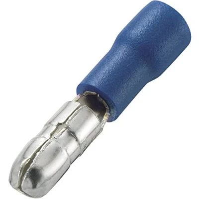 Image de Cosse cylindrique mâle TRU COMPONENTS MPD2 156 1572194 1.50 mm² 2.50 Ø de la broche: 4 mm partiellement isolé bleu 100 pc(s)