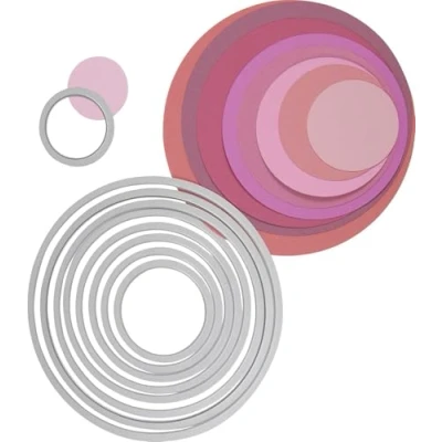 Image de Sizzix 18657551 Big Shot Cercles Framelits Set de 8 Matrices Découpe pour Machine Plastique Multicolore 16 x 1 25 cm