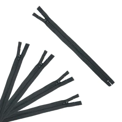 Image de Trimz Lot de 5 Fermetures éclair unidirectionnelles Noires 50 cm avec Dents 4 mm, Polyester,