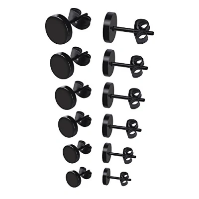 Image de Mudder Lot de 6 paires clous d&#039;oreilles en acier inoxydable 3 mm à 8