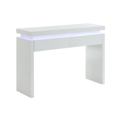 Image de Vente unique Console Emerson II LEDs 2 tiroirs MDF laqué Blanc
