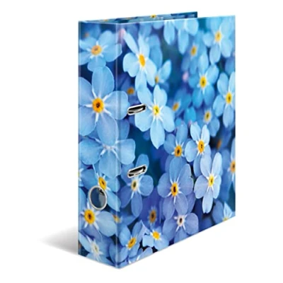 Image de HERMA classeur A4 à fleurs bleues de 7 cm large, pour enfants, avec motif plantes, coloré impression intérieure garçons et filles
