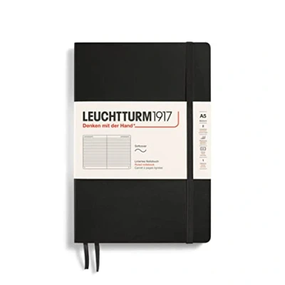 Image de LEUCHTTURM1917 308290 Carnet Medium (A5), couverture souple, 123 pages numérotées, ligné, noir
