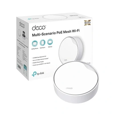 Image de TP Link Deco WiFi 6 Mesh AX3000Mbps bi bande avec PoE X50 PoE(1 pack), Couverture de 230㎡, 1 port 2,5 Gbit/s + Gigabit, AI Driven