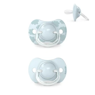 Image de Suavinex, Lot 2 Sucettes pour Bébé 0/6 Mois, Nouveau nés, Tétine Symétrique SX Pro en Silicone, plus Plate et Flexible, Réversible, Respecte le Développement Buccodentaire, Dreams Bleu