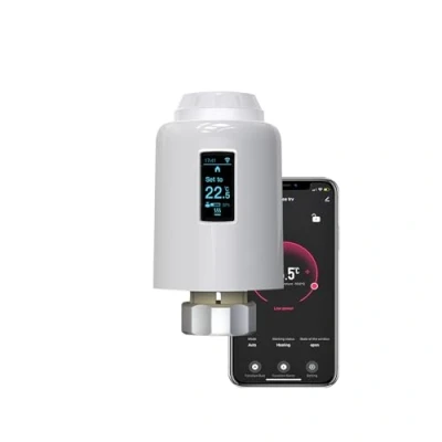 Image de Qiumi Zigbee Thermostat pour radiateur avec télécommande via l&#039;application Smart Life, commande vocale par Alexa et Google Assistant (Oled Dsplay)