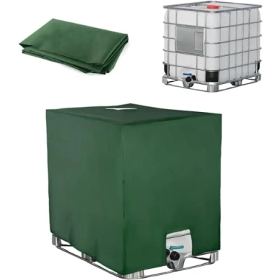 Image de SOBEAU Bache pour Cuve 1000L IBC, de Reservoir d&#039;eau,Anti UV Anti poussière Recuperateur d Eau Pluie Bouchon, Bâche Protection Container IBC Réservoir, 116 x 100 120 cm, Vert