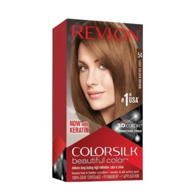 Image de Teinture sans ammoniaque Colorsilk Revlon Marron doré léger (1 Unités) TU transparent