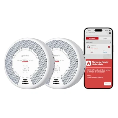 Image de X Sense Wi FI Détecteur de Fumée et Monoxyde Carbone Connecté avec Pile remplaçable, Combiné Intelligent Compatible l’Application Home Security, SC06 WX, Lot 2