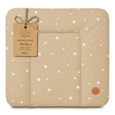 Image de Matelas a langer bebe 75x72 cm table à pour bébé avec plan, tapis imperméable facile nettoyer poser sur une machine laver ou commode Hemnes Malm Beige étoiles blanches