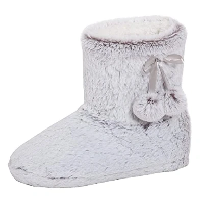 Image de Lora Dora Bottes Pantoufles Femme en Fausse Fourrure Semelle Mémoire Molletonnées Grises S/EU 36 37