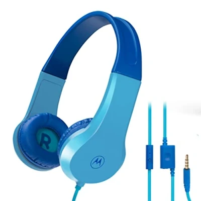Image de Motorola Sound JR200 Casque pour Enfants avec câble limitation du Volume 85 DB répartiteur Audio sans BPA à partir de 3 Ans Blue
